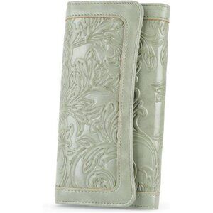 Trifold Embossed long Clutch Card Holder